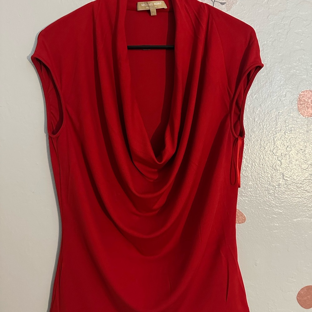 Michael Kors Red Cowl Neck Blouse